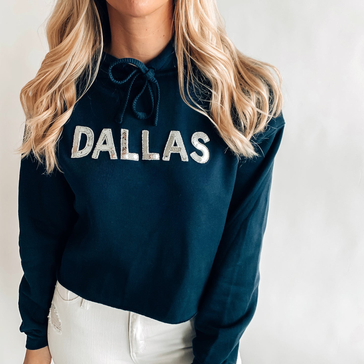 Dallas Sequin Cropped Hoodie