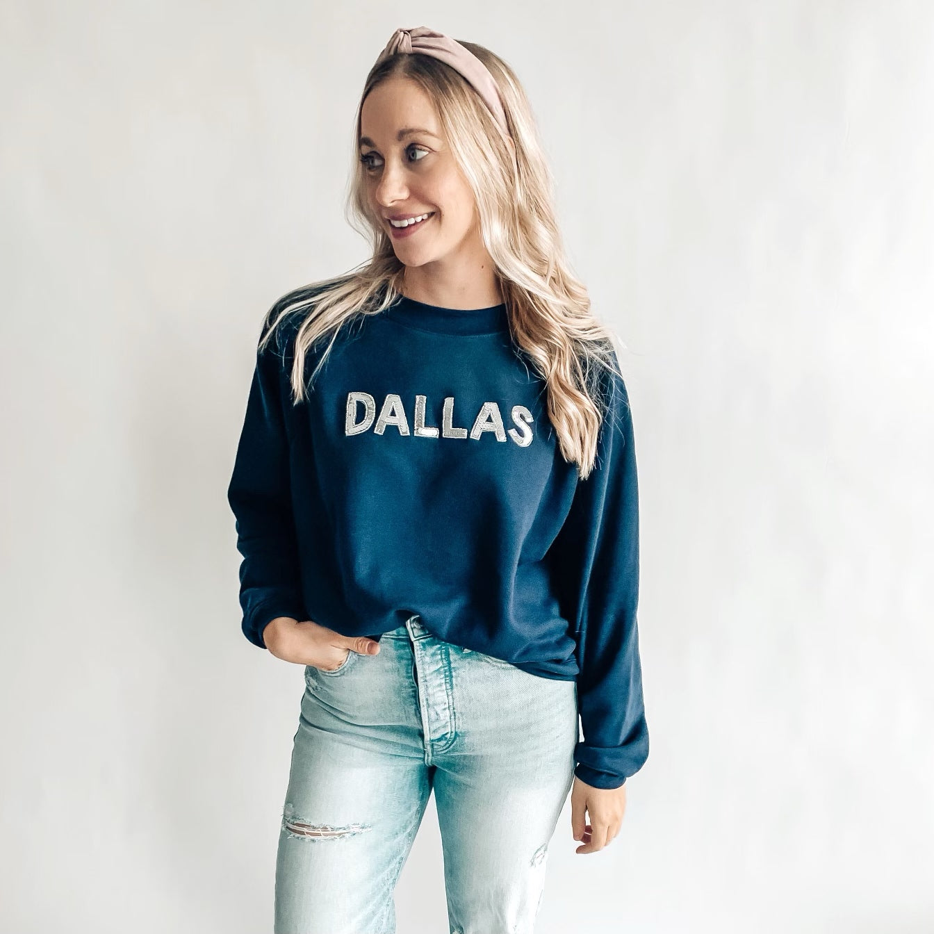 Dallas Sequin Cropped Sweatshirt