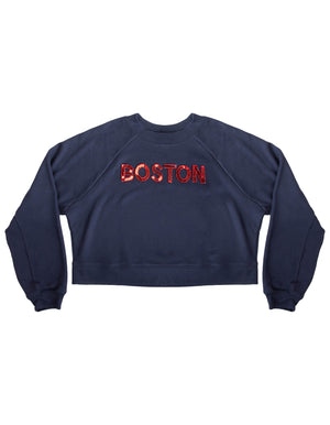 Boston Sequin Cropped Sweatshirt
