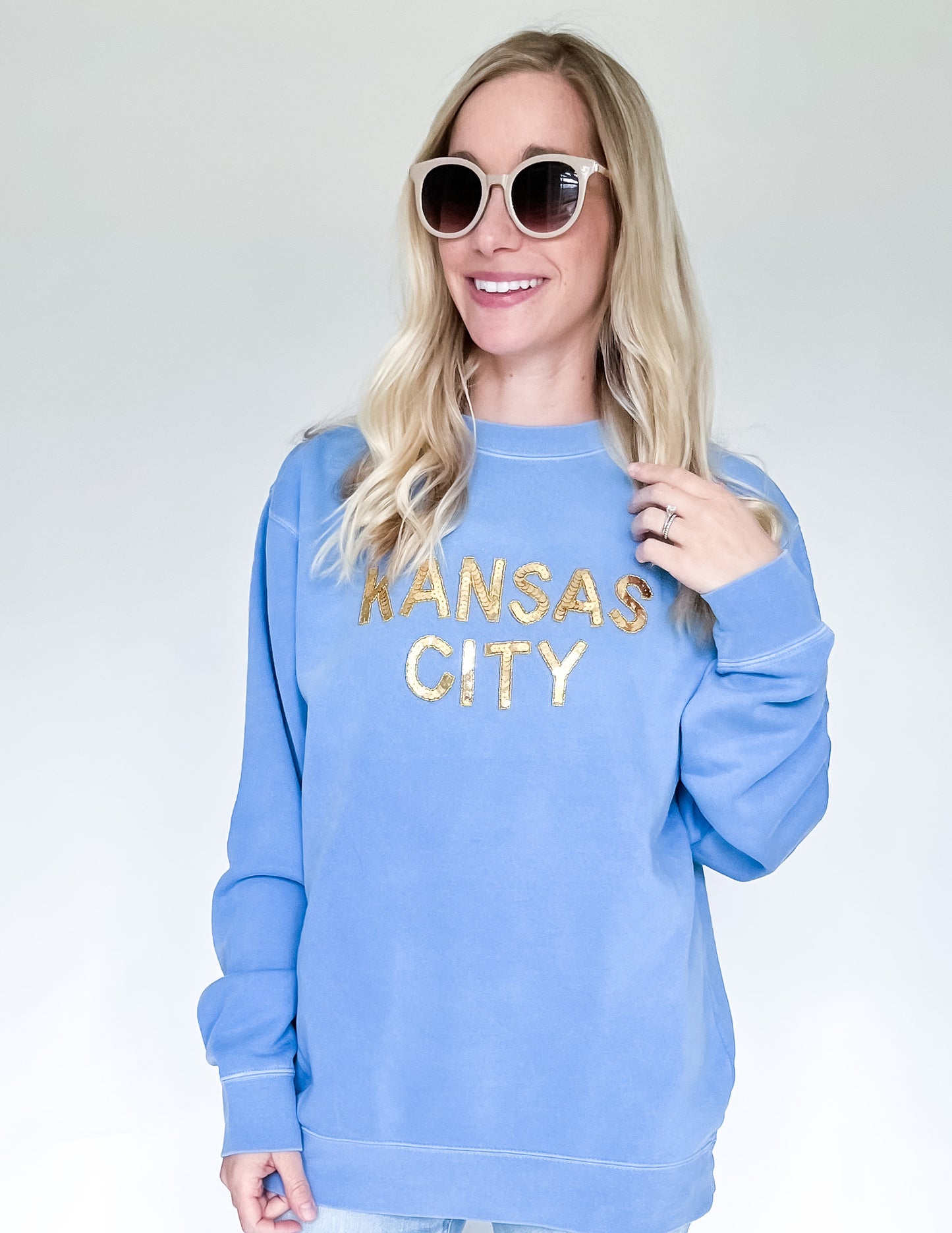 Faded Blue KC Sequin Sweatshirt