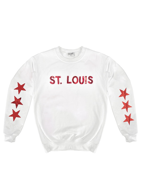 St. Louis Sequin Star Sweatshirt - White
