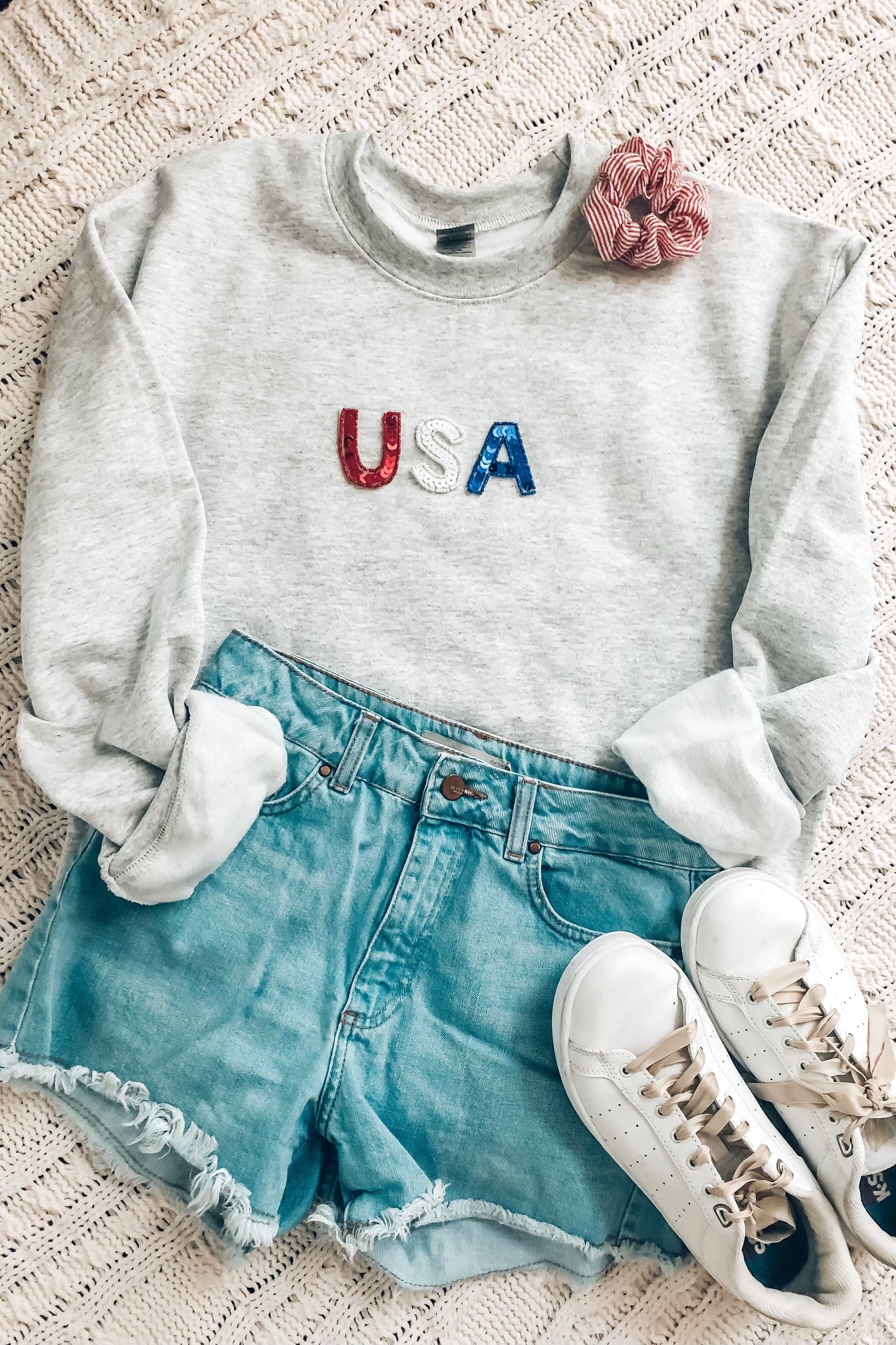 Gray USA Sequin Sweatshirt