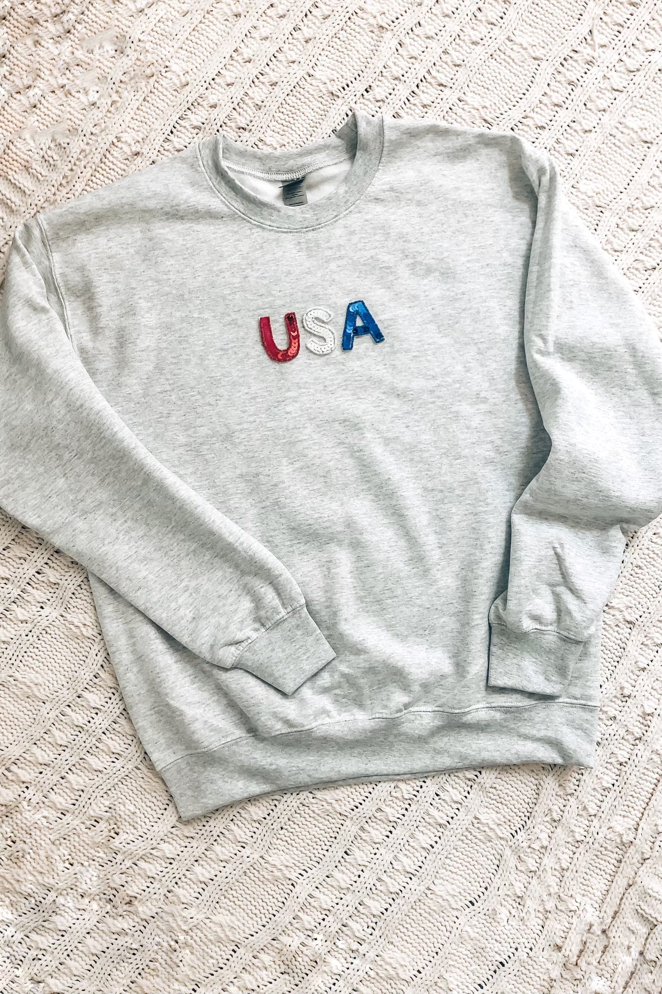 Gray USA Sequin Sweatshirt