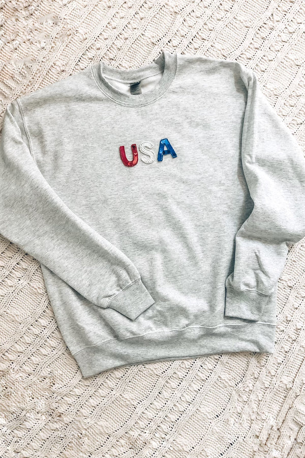 Gray USA Sequin Sweatshirt