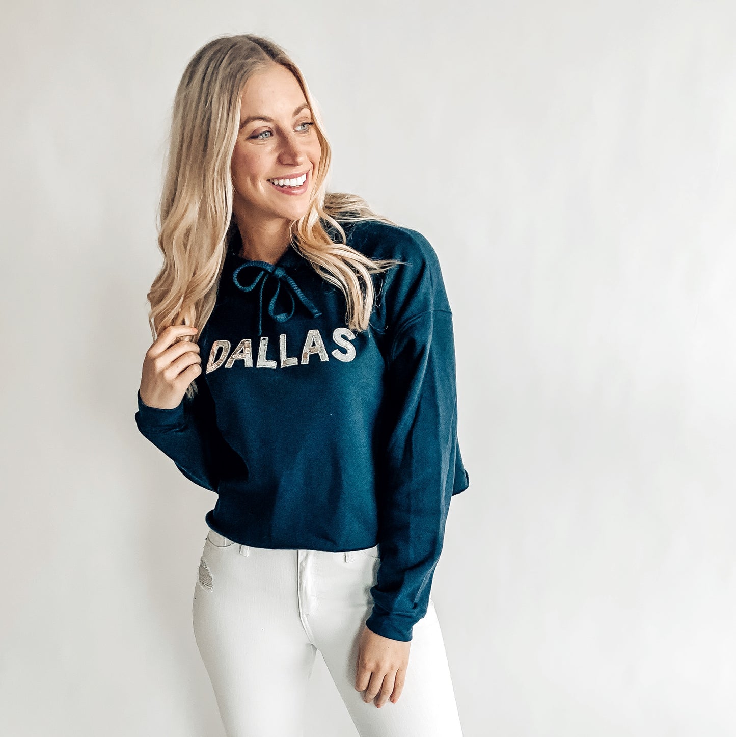 Dallas Sequin Cropped Hoodie