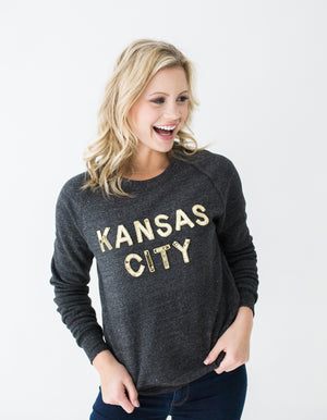 Black/Gold Kansas City Sequin Sweatshirt