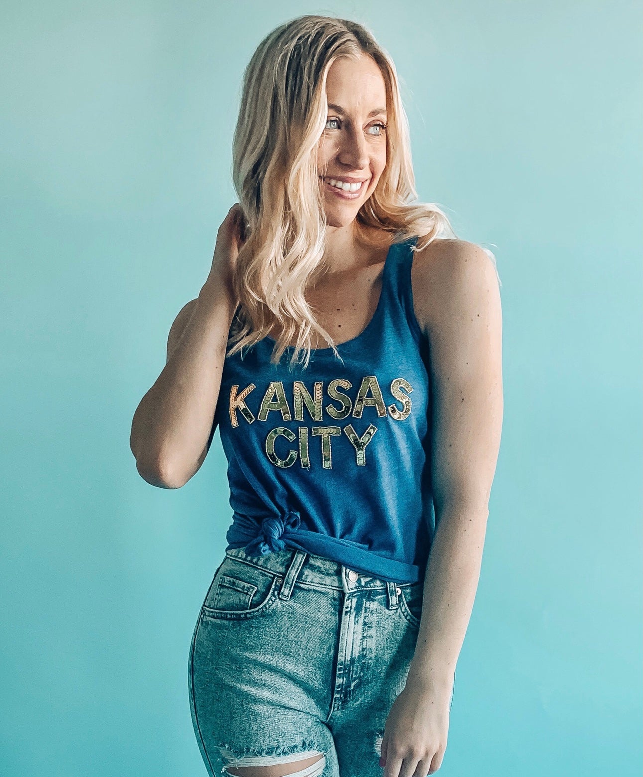 Blue Kansas City Sequin Tank