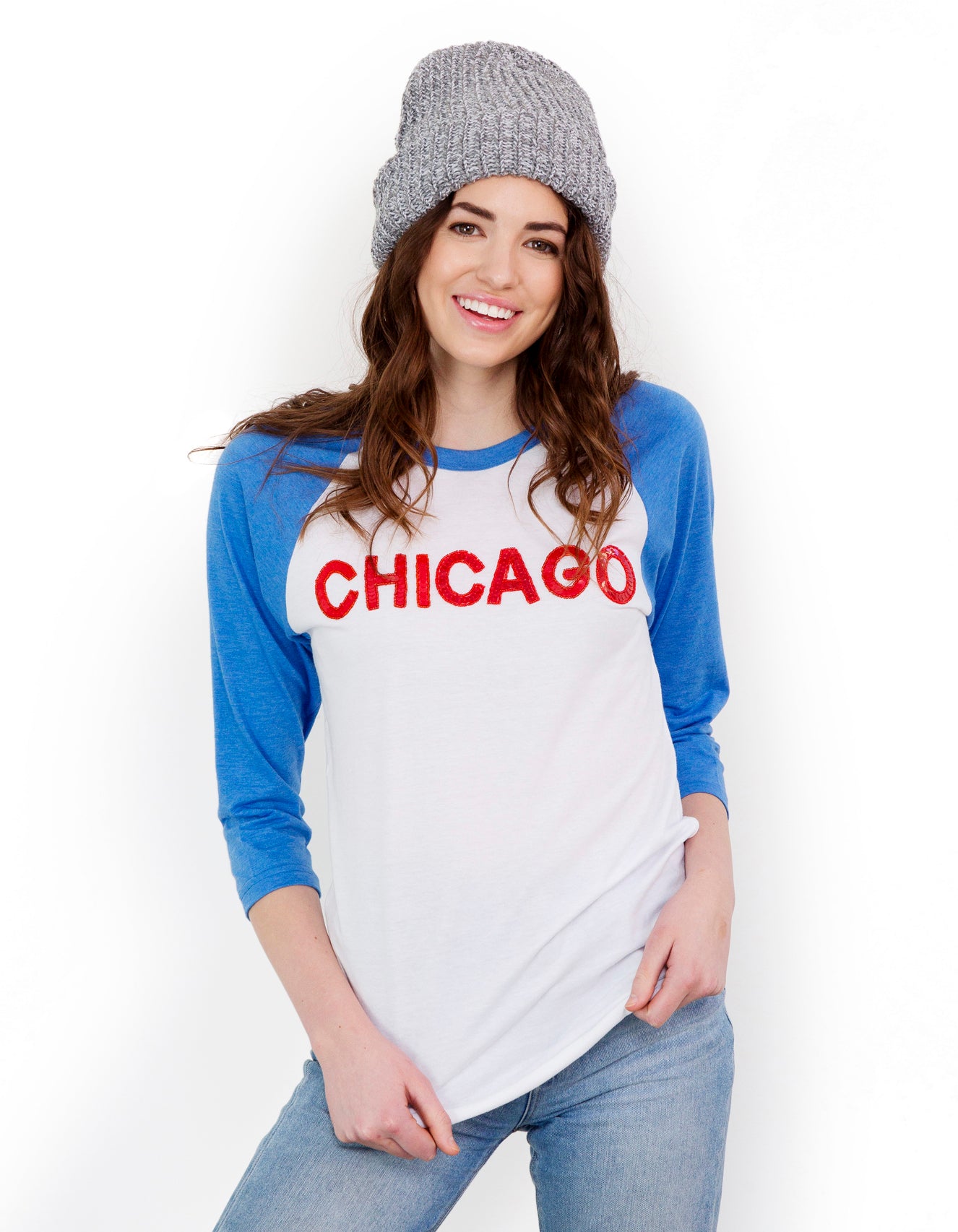 Chicago Sequin Baseball Tee