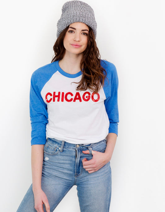 Chicago Sequin Baseball Tee