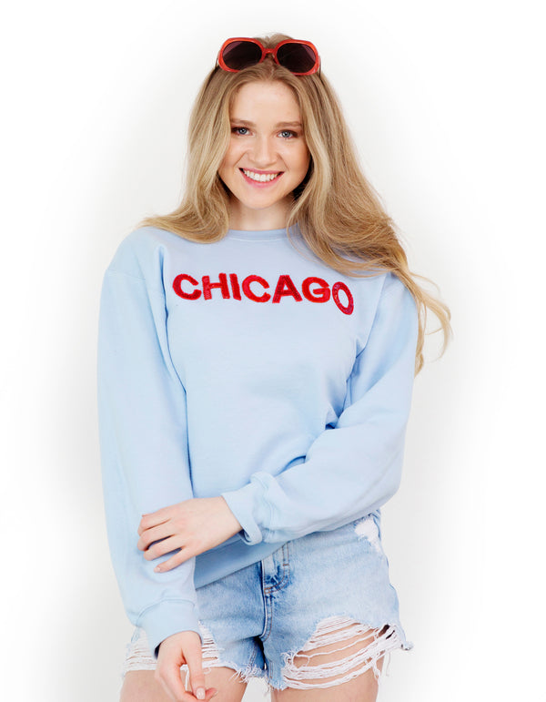 Powder Blue Chicago Sequin Sweatshirt