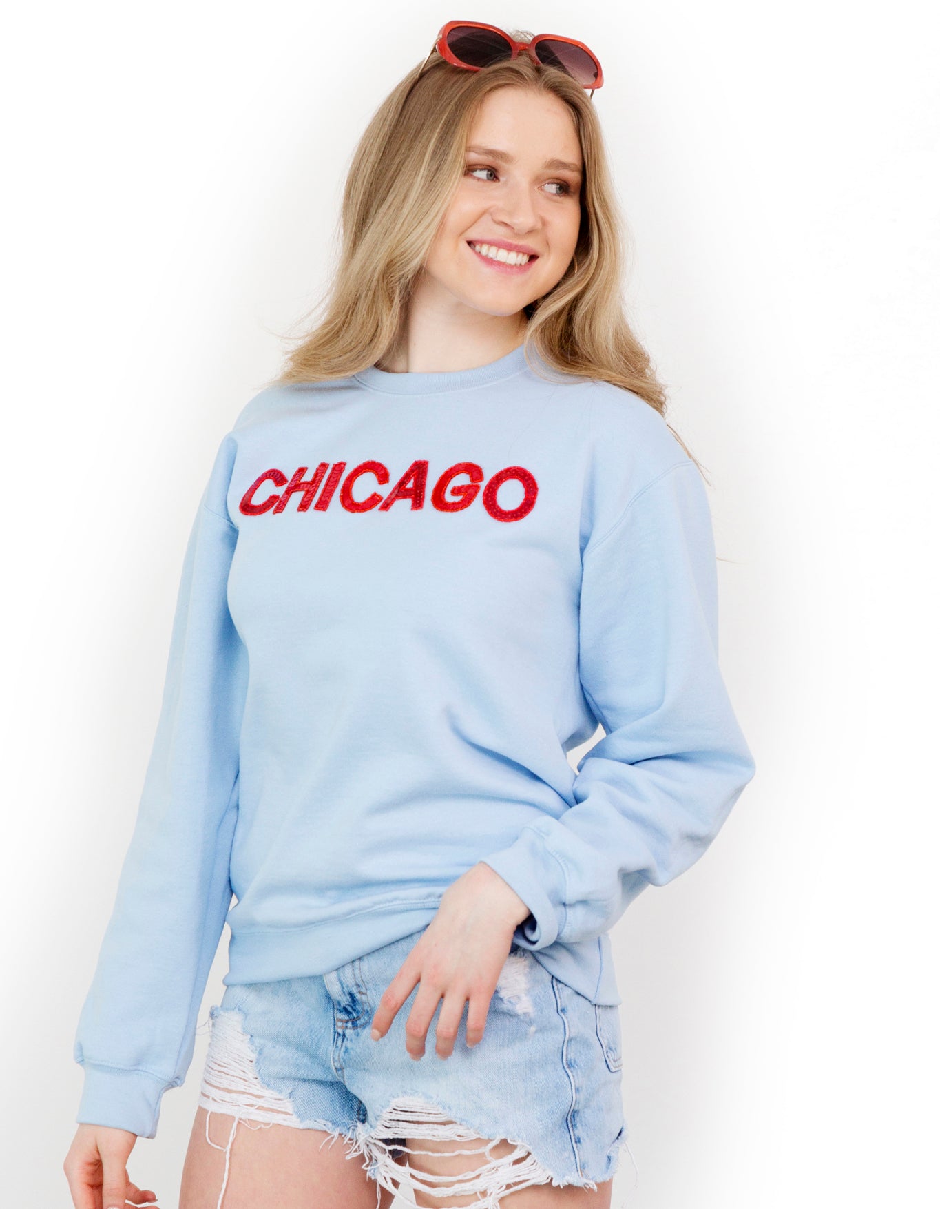 Powder Blue Chicago Sequin Sweatshirt