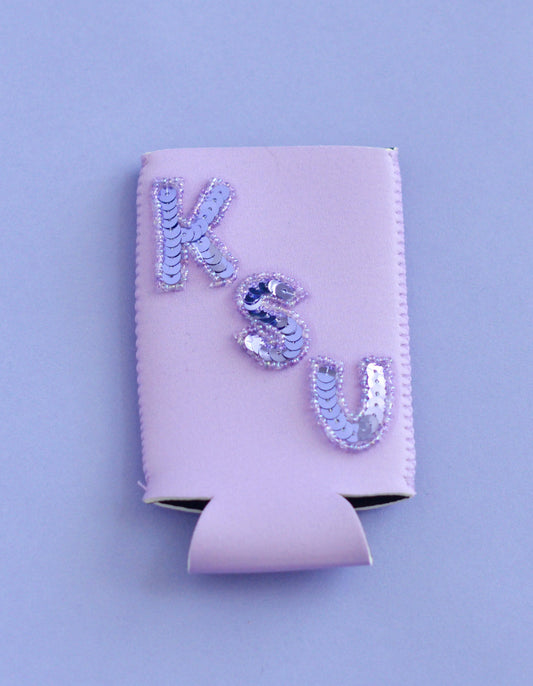 Lavender KSU Sequin Skinny Koozie