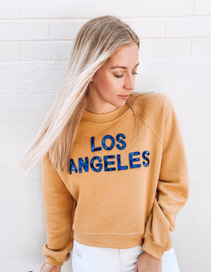 Los Angeles Sequin Cropped Sweatshirt