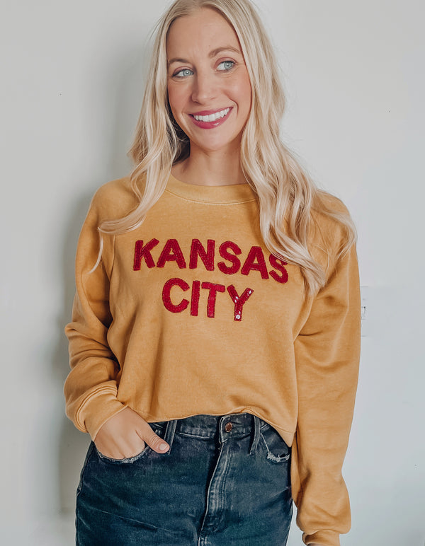 Black Crop Sequin Football Sweatshirt - localE.