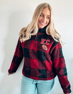 KC Sequin Football Sherpa