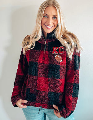 KC Sequin Football Sherpa
