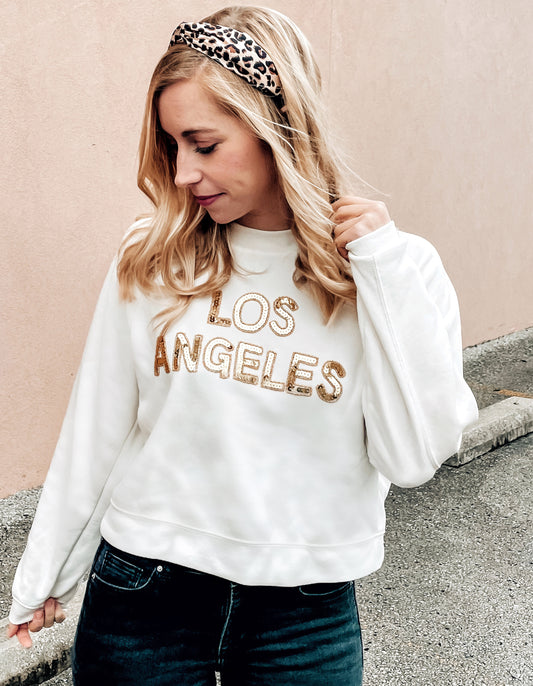 Cropped Los Angeles Sequin Sweatshirt