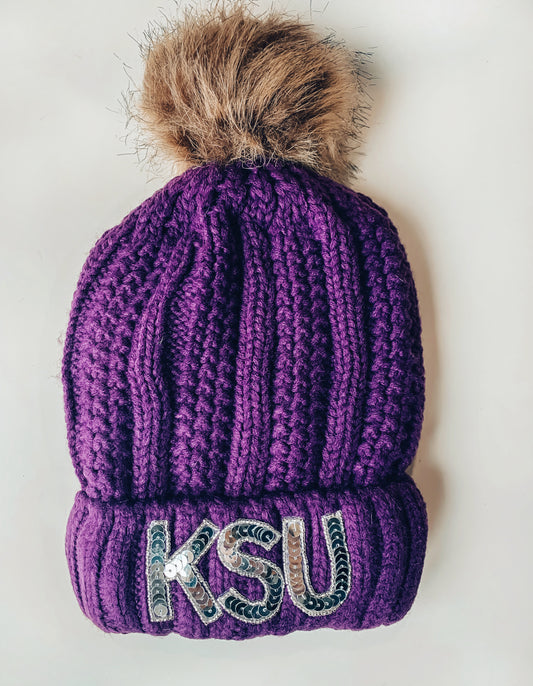 Purple KSU Sequin Beanie