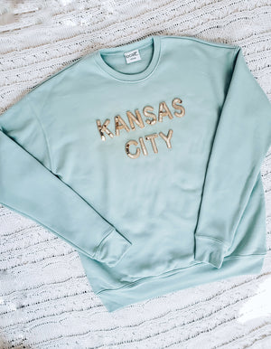 Kansas City Sequin Sweatshirt - Seafoam