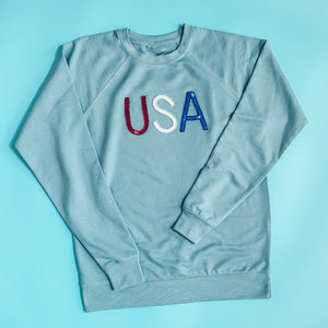 Light Blue USA Sequin Sweatshirt