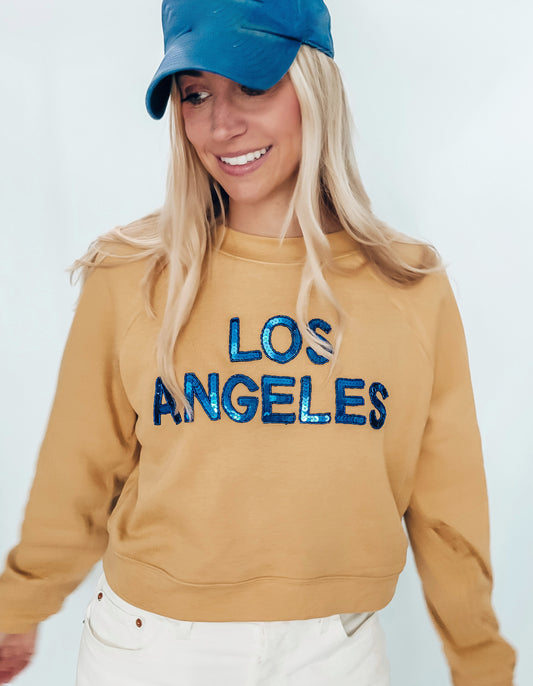 Los Angeles Sequin Cropped Sweatshirt