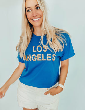 Los Angeles Sequin Cropped Tee