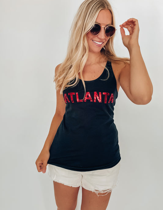 Atlanta Sequin Black Tank