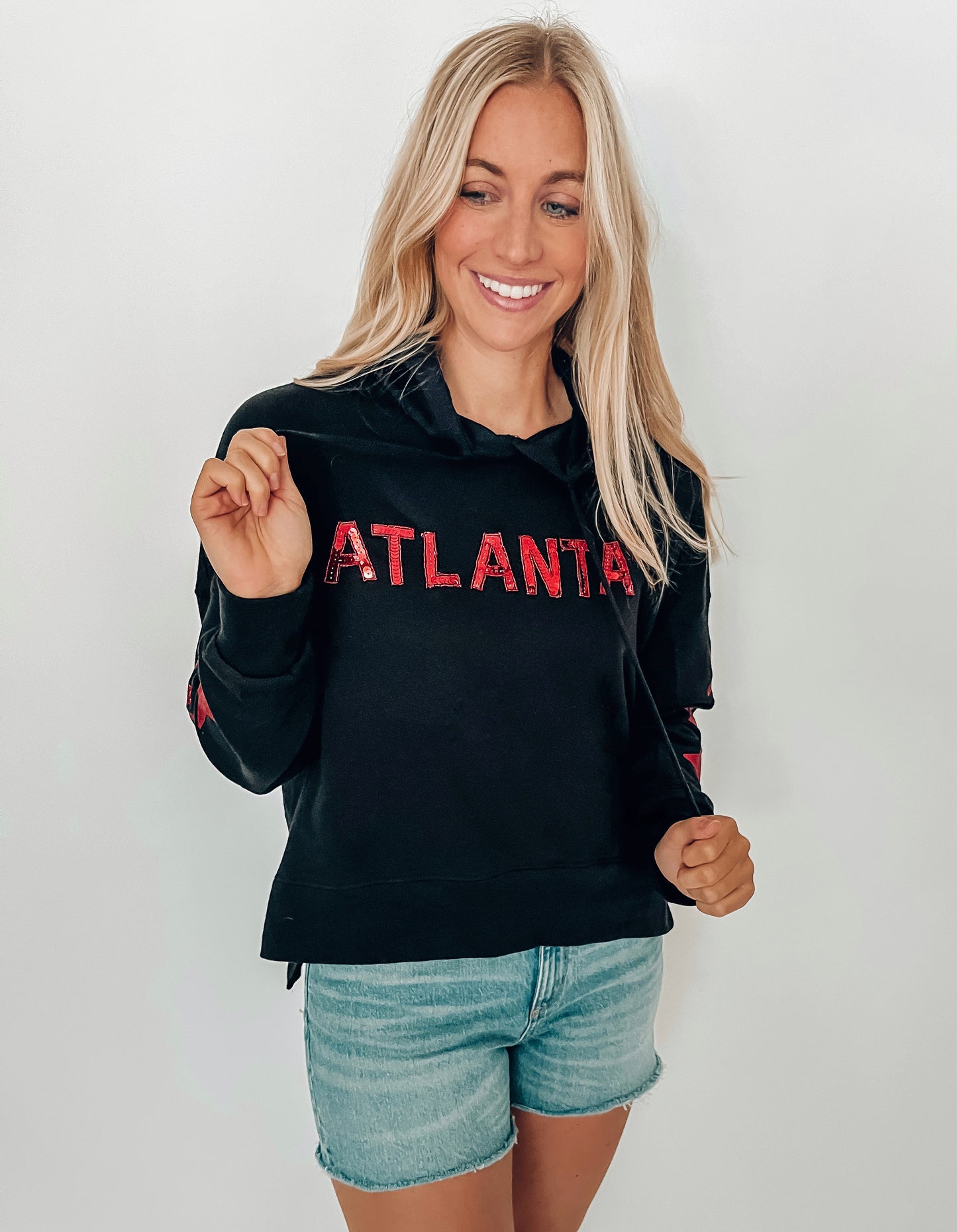 Atlanta Sequin Star Cropped Hoodie