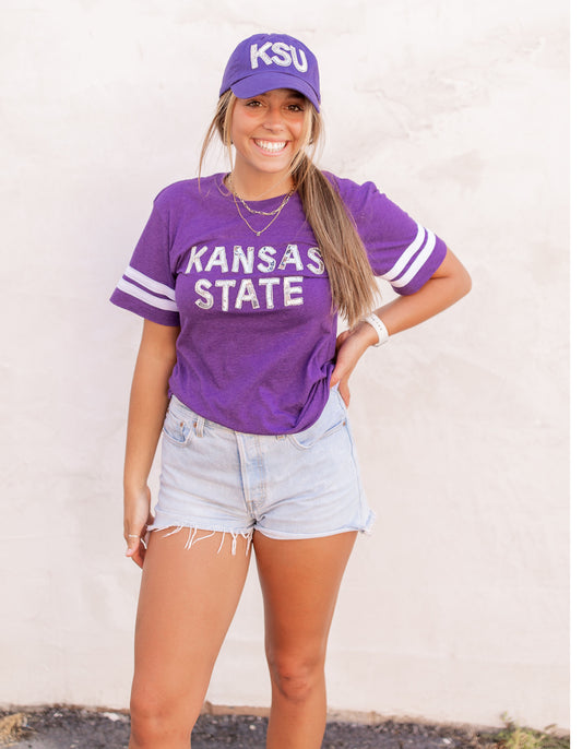 Kansas State Sequin Football Tee