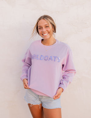 Lavender Wildcats Sequin Sweatshirt