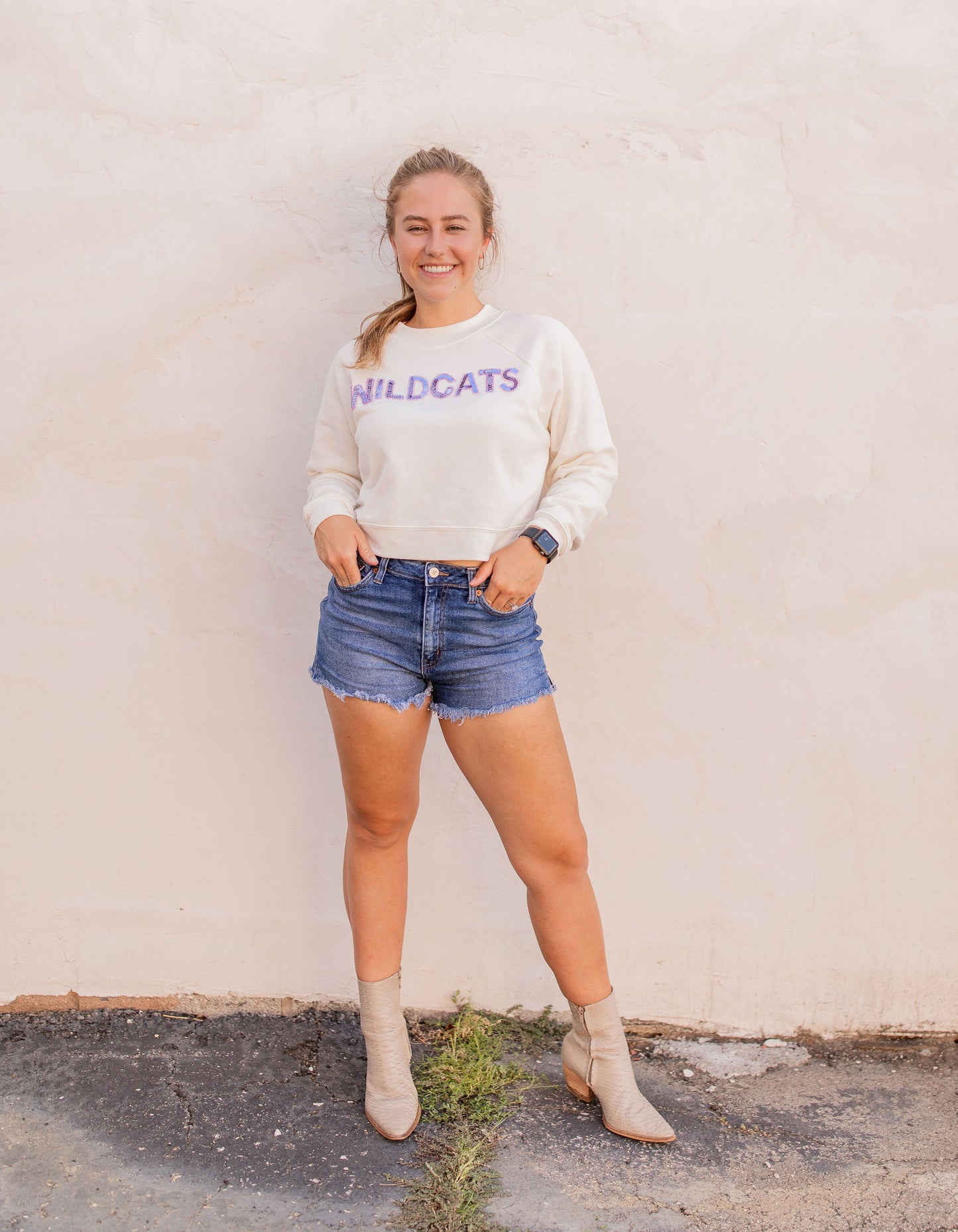 Cropped Wildcats Sequin Sweatshirt