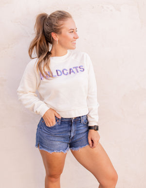 Cropped Wildcats Sequin Sweatshirt