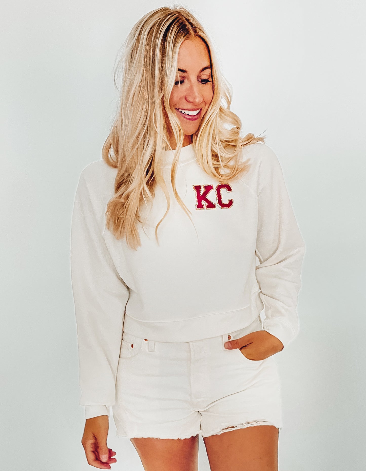 KC Red Patch Cropped Sweatshirt