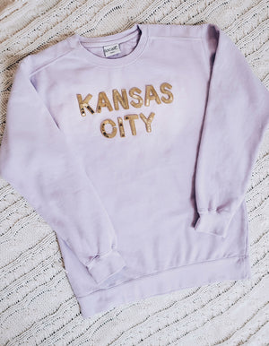 Kansas City Sequin Sweatshirt - Lavender