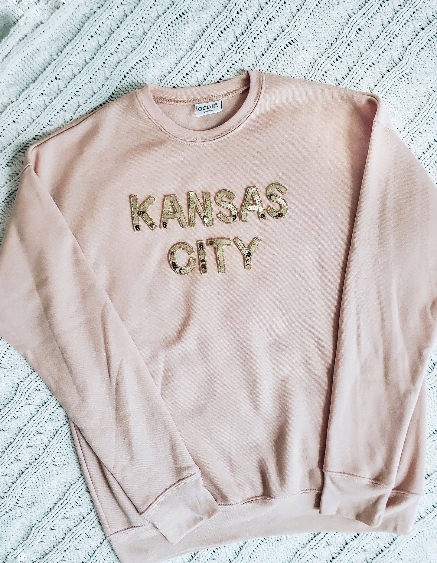 Kansas City Sequin Sweatshirt - Peach