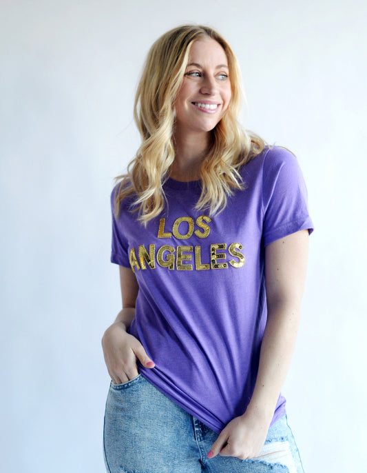 Purple Los Angeles Sequin Tee