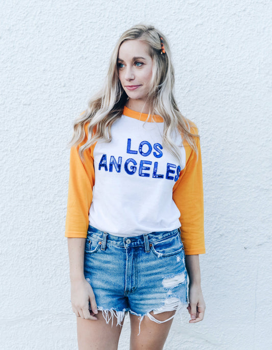 Los Angeles 3/4 Sleeve Sequin Tee