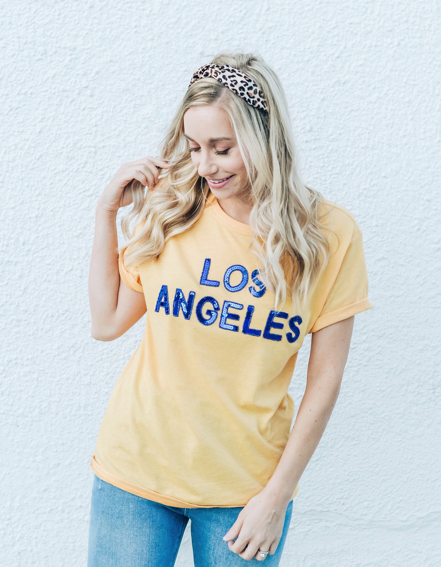 Los Angeles Gold Sequin Crew Tee