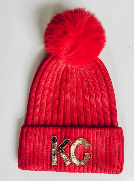 Red KC Sequin Shimmer Beanie