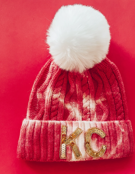 Red Tie Dye Sequin Beanie