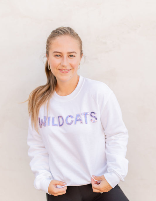 Light Purple Sequin Wildcats Sweatshirt