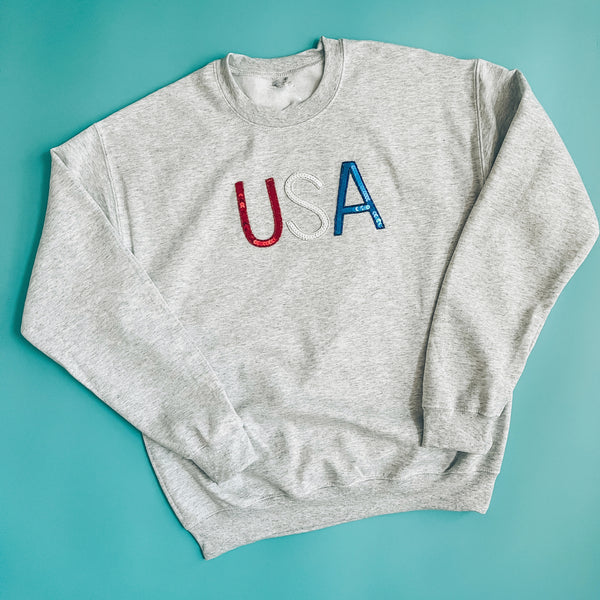 Gray USA sequin sweatshirt